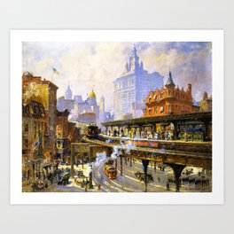 New York City Art Print Central Park West New York City Brown Cityscape Painting by Gwen Meyerson