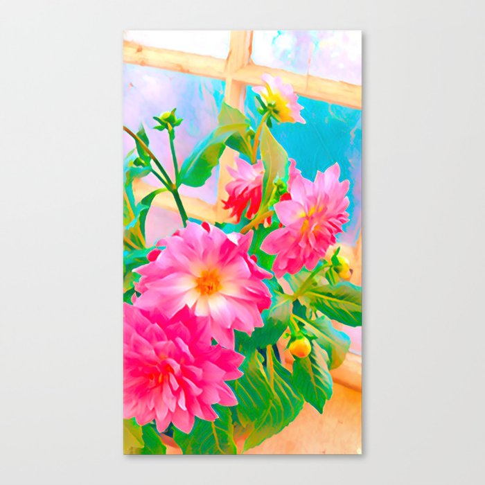 Island Beauty No1 - cyan green apricot pink Canvas Print
