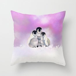 Three Siblings - Penguins  Throw Pillow