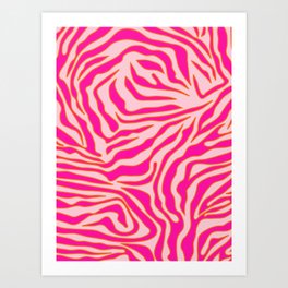 Zebra Print Pink And Orange Zebra Stripes Wild Animal Print Preppy Decor Modern Zebra Pattern Art Print