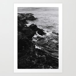 "Waves Crashing" | Moody black and white travel photography, Spain | Photo Art Print