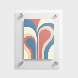 Retro Groovy Abstract Design in Celadon Blue, Light Yellow, Peach and Salmon Pink Floating Acrylic Print