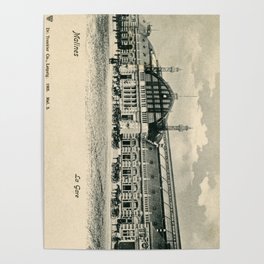 Mechelen antique neo renaissance railroad station 1905 Poster