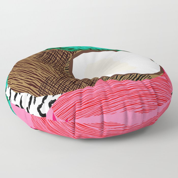 Bada Bing - memphis throwback tropical coconuts food vegan nature abstract illo neon 1980s 80s style Floor Pillow
