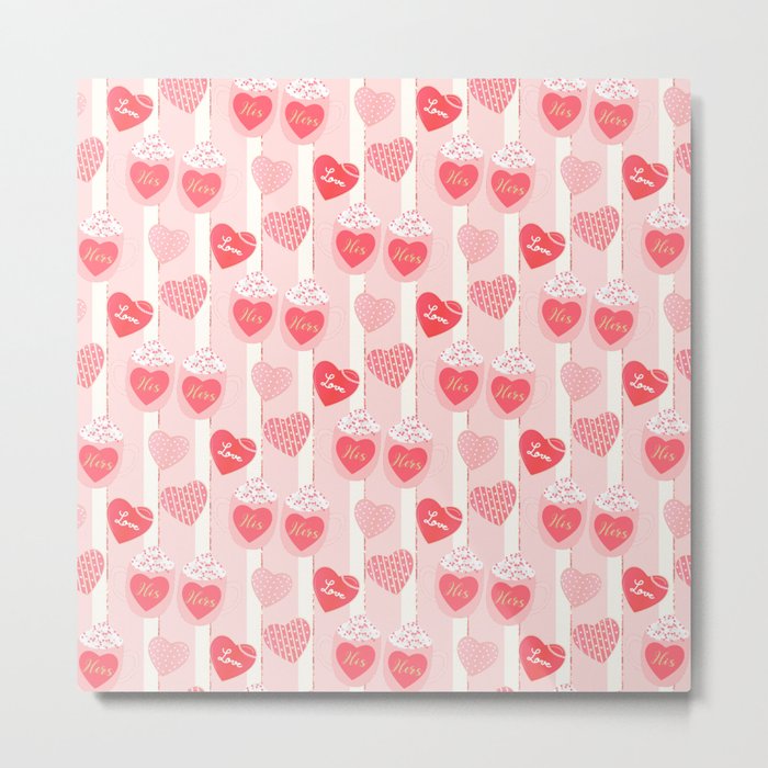 Valentine's Day Mugs Pattern Metal Print
