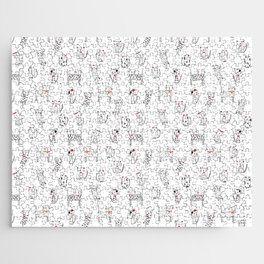 Funny cats with red bows and heart Jigsaw Puzzle