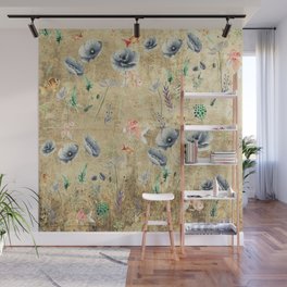Fishes & Garden #Gold-plated Wall Mural