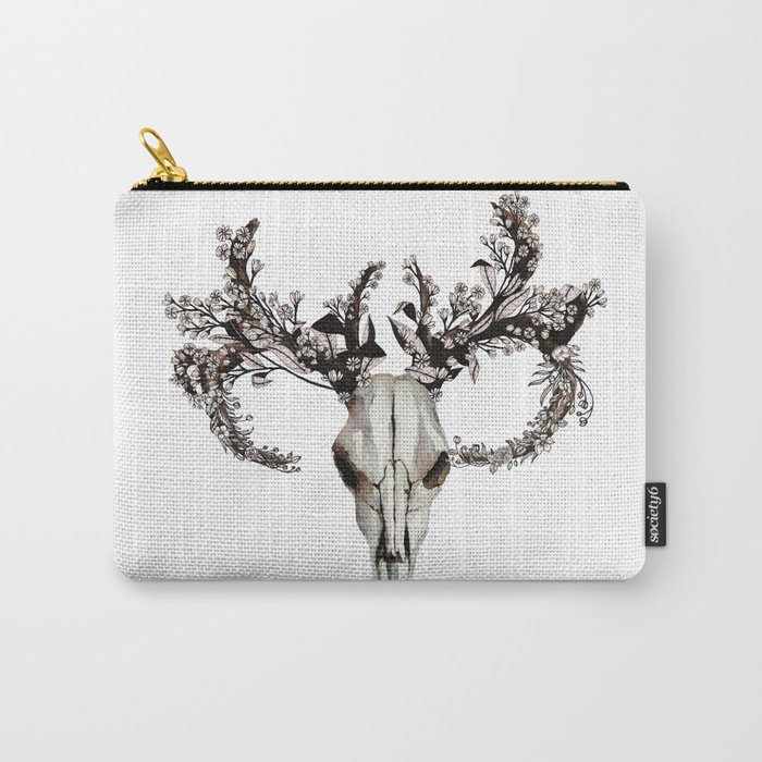 deer skull with flower crown Carry-All Pouch