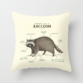 Anatomy of a Raccoon Throw Pillow