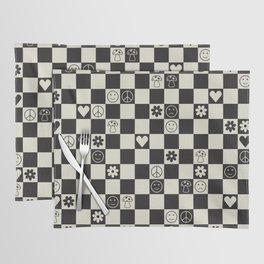 Happy Checkered pattern black Placemat