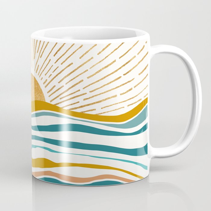 The Sun and The Sea - Gold and Teal Coffee Mug