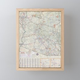 1950 arizona flat road map Framed Mini Art Print