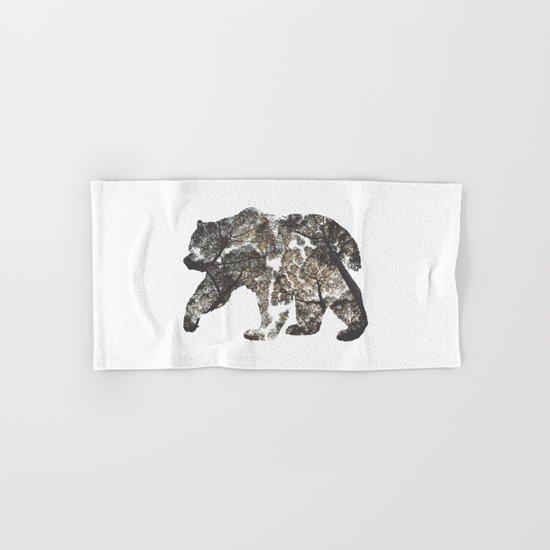 Bear Silhouette With Trees Hand & Bath Towel