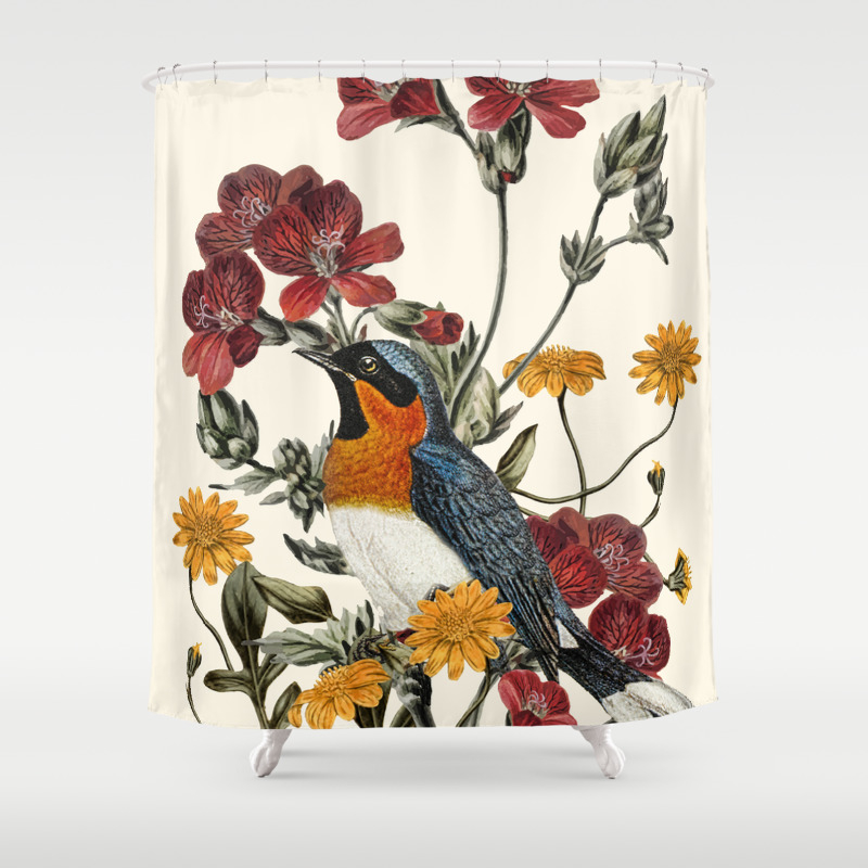 Little Bird And Flowers Shower Curtain By Nadja1 Society6