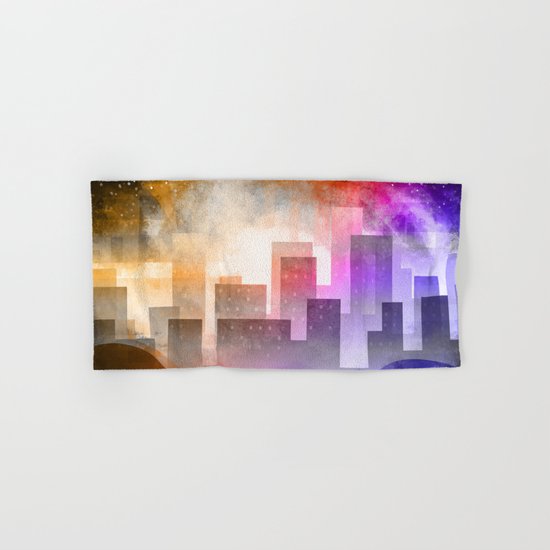 Colorful night digital illustration Hand & Bath Towel