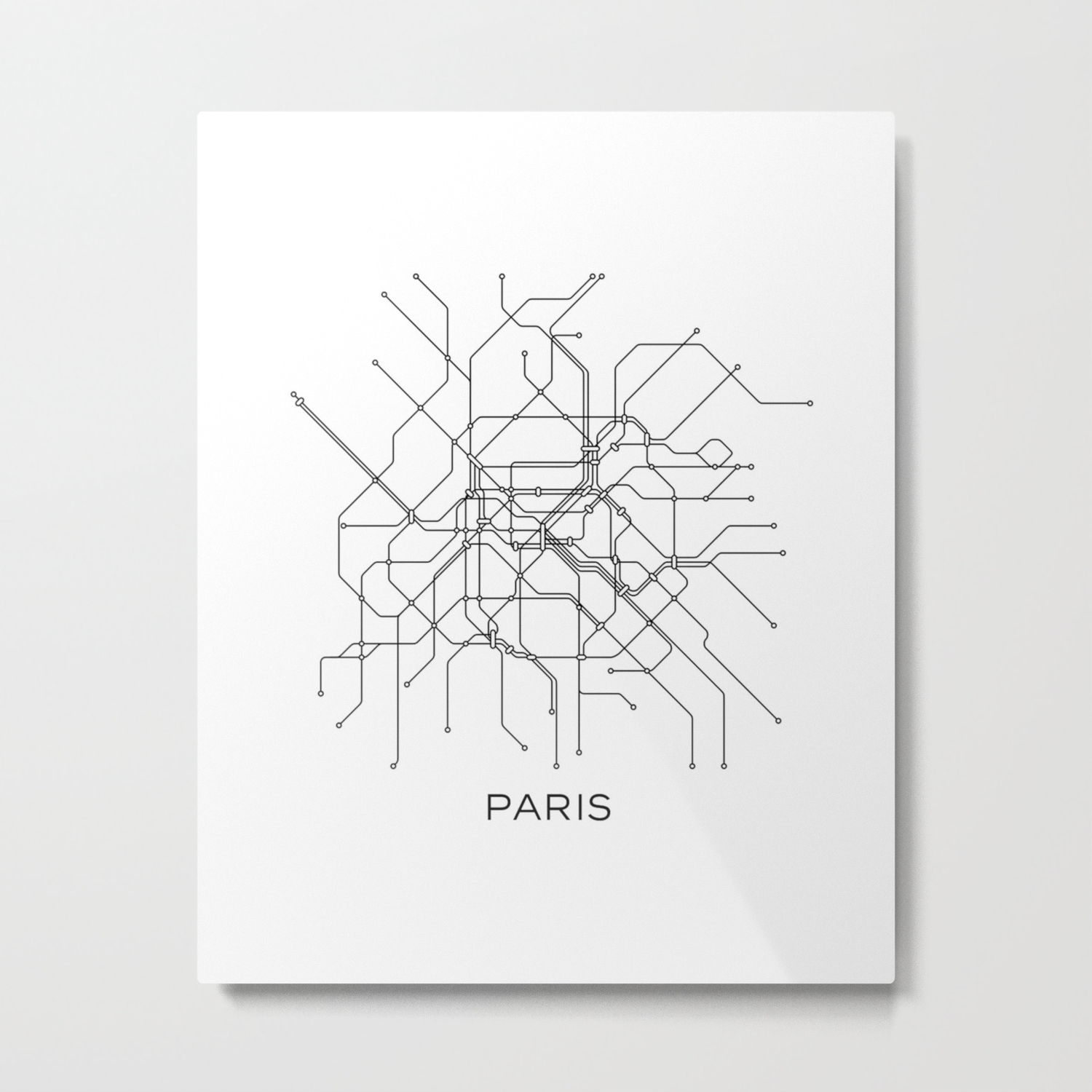 Paris Metro Map Subway Map Paris Metro Graphic Design Black And White Canvas Metropolian Art Metal Print By Printablelifestyle Society6