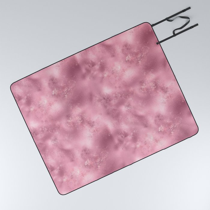 Glam Pink Metallic Texture Picnic Blanket