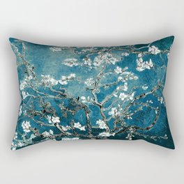 Van Gogh Almond Blossoms : Dark Teal Rectangular Pillow