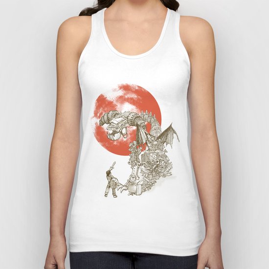 Junkyard Dragon (monochrome version) Unisex Tank Top