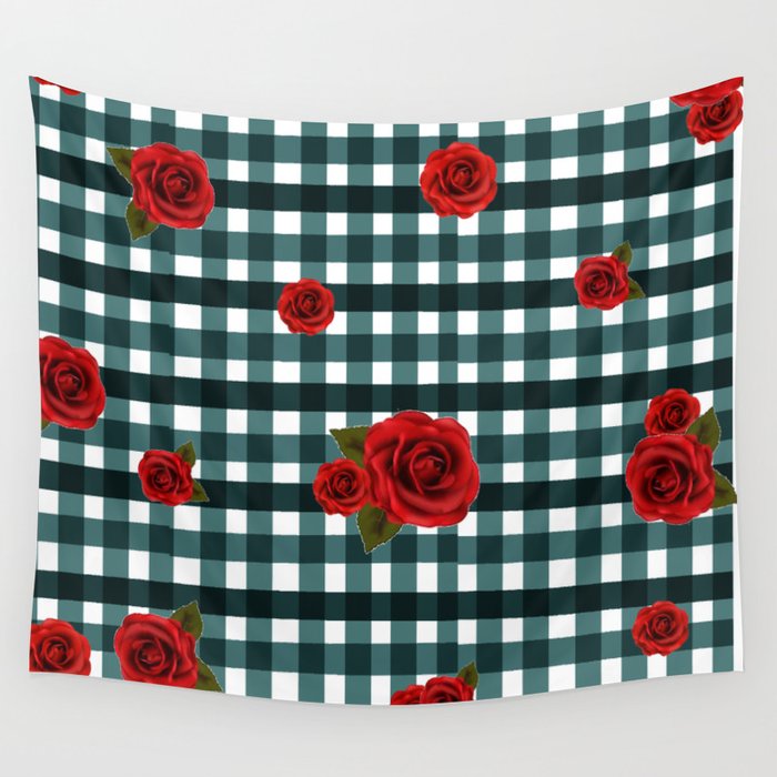 Gingham + Rose Wall Tapestry