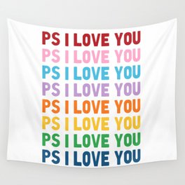PS I Love You Rainbow Portrait Wall Tapestry