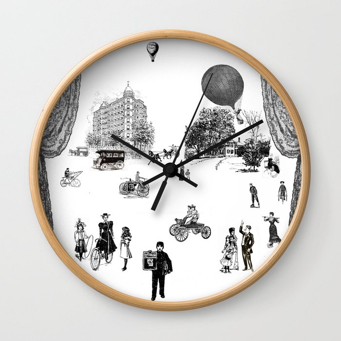 city view from window in 1898 vintage Victorian Wall Clock