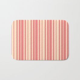 [ Thumbnail: Light Coral and Bisque Colored Stripes/Lines Pattern Bath Mat ]
