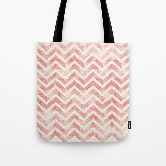 Maritime Navy Chevron Herringbone ZigZag in White Red Tote Bag
