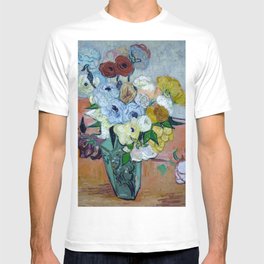 Vincent Van Gogh Japanese Vase with Roses and Anemones 1890 T-shirt