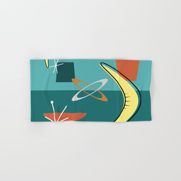 Turquoise Atomic Era Space Age Hand & Bath Towel