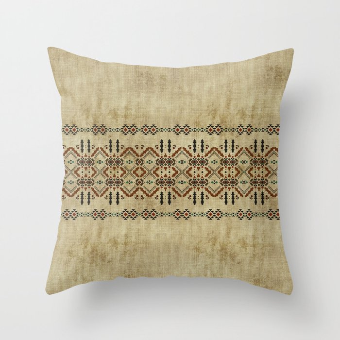 Mini Tribal Grunge Textile Throw Pillow
