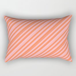 [ Thumbnail: Coral & Light Pink Colored Stripes/Lines Pattern Rectangular Pillow ]