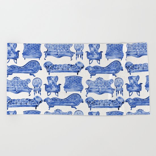 Victorian Lounge – Navy Palette Beach Towel