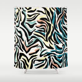 colorful zebra pattern design. Luminous fabric pattern. Shower Curtain