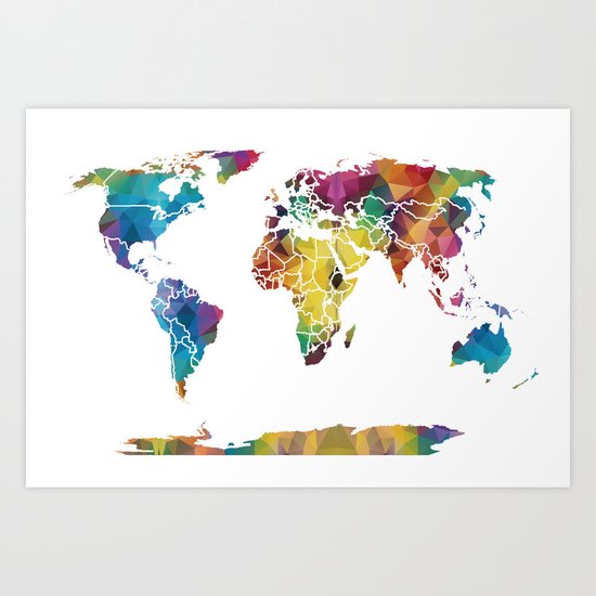 Geometric World Map Art Print