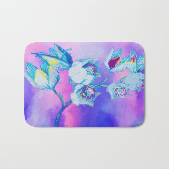 Blue flower abstract Bath Mat