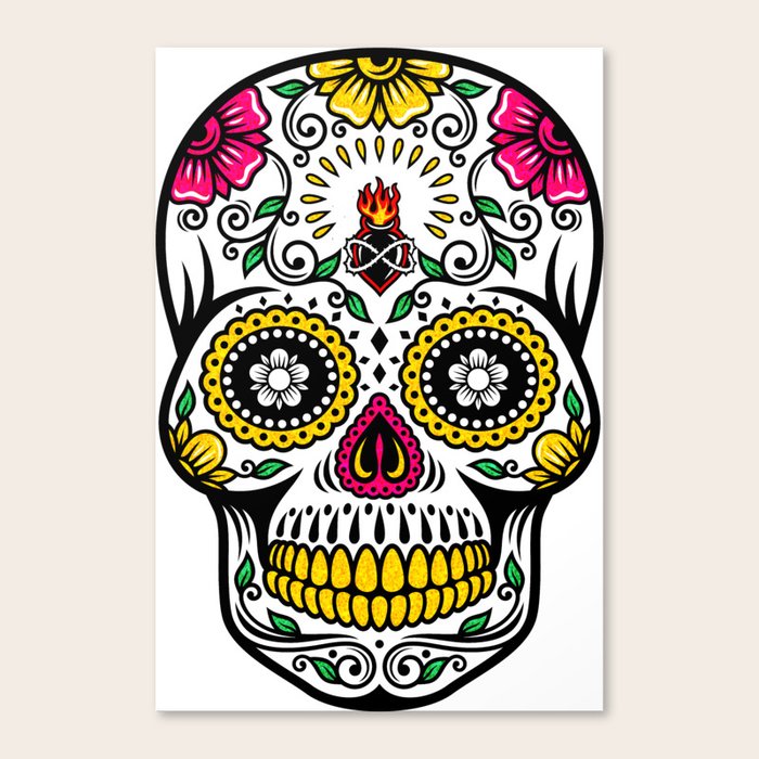 Colorful Sugar Skull Canvas Print By Artonwear Society6