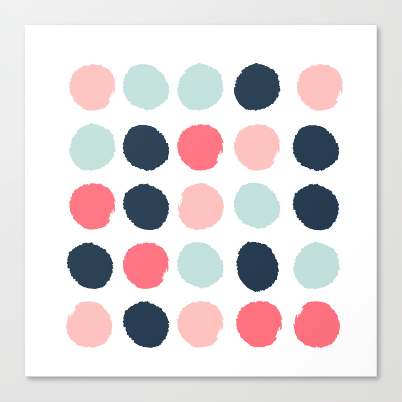 Dots Painted Coral Mint Navy Pink Pattern Dotted Polka Dot