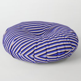 [ Thumbnail: Blue, Light Slate Gray, Light Pink, and Black Colored Lines/Stripes Pattern Floor Pillow ]
