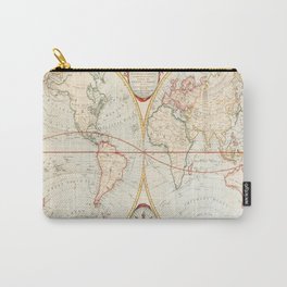 Vintage Map of the Globe Carry-All Pouch