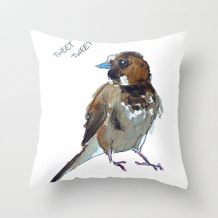 Brown Sparrow Throw Pillow