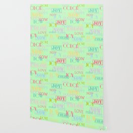 Enjoy The Colors - Colorful Typography modern abstract pattern on pale mint green color Wallpaper
