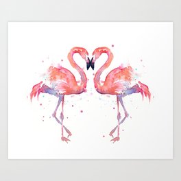 Pink Flamingo Love Two Flamingos Art Print