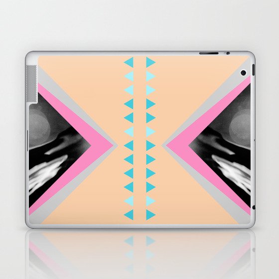 Peachy with Blue Triangles Laptop & iPad Skin