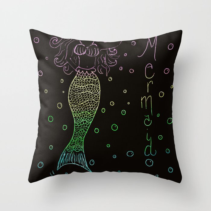 Mermaid In The Dark Throw Pillow