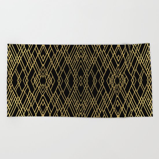 Art Deco Gold Beach Towel