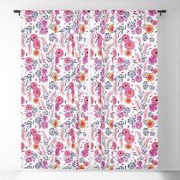 Florida Floral - Pink & Gray Blackout Curtain