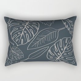 Monstera leaves dark blue Rectangular Pillow