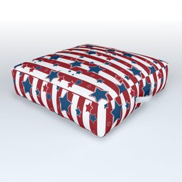 Blue stars, red striped Outdoor Floor Cushion