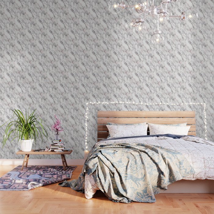 Soft Pink And Charcoal Veins On Whipped Cream Marble Wallpaper By Dec02
